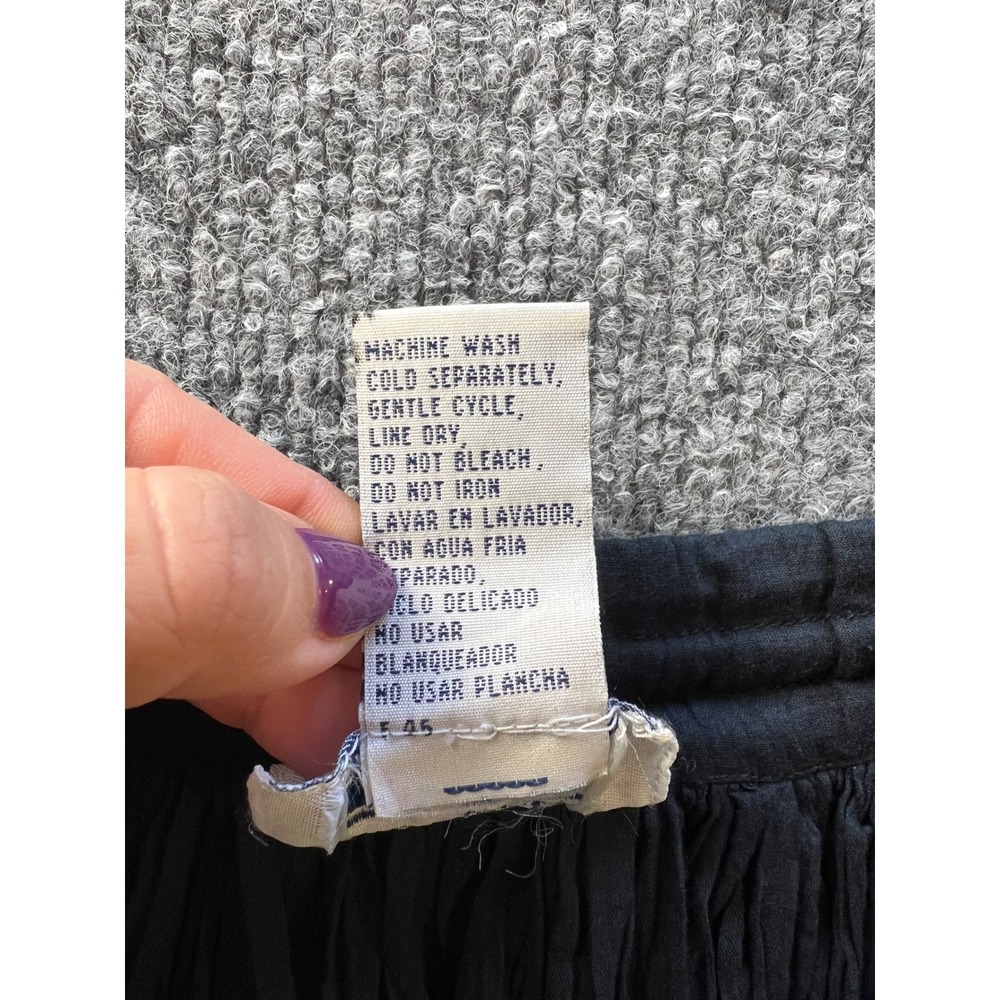 Vintage 90s Y2k Boho Cottagecore Floral Peasant Folk Cotton Black Maxi Skirt - Picture 5 of 6